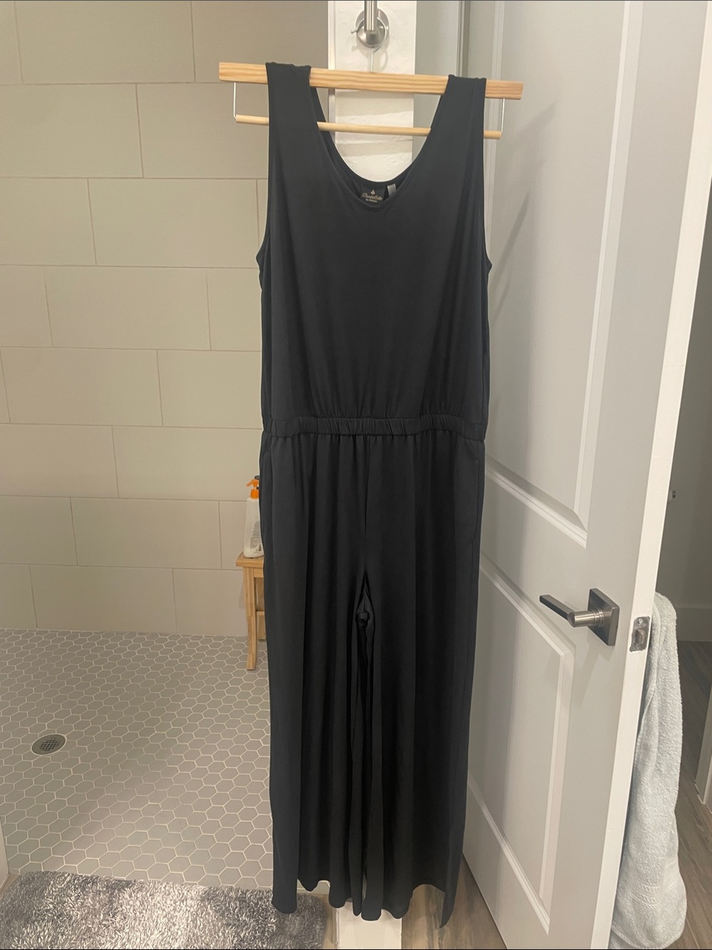 Women's Black Wide-Leg Jumpsuit with Elastic Waist